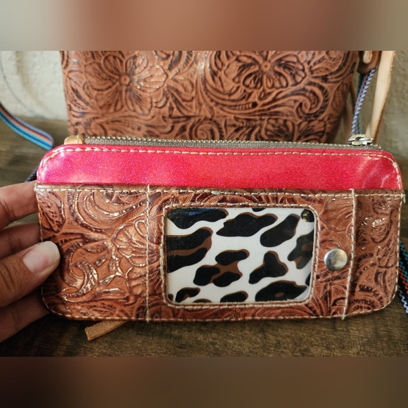 Consuela Sally Midtown Crossbody Purse And Sally Card Organizer Embossed Leather - Picture 8 of 13